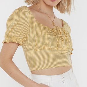 [READ] Mustard Gingham Check Crop Top